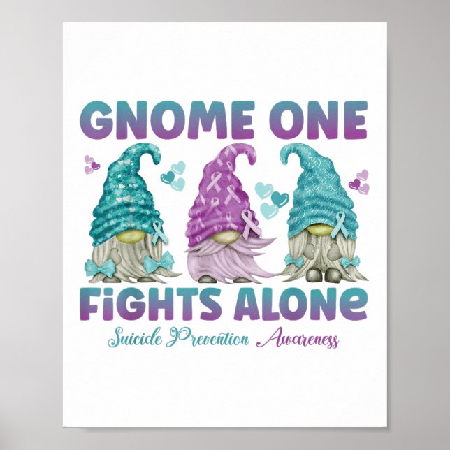 Gnome One Fights Alone Suicide Prevention Awarenes Poster (Front)