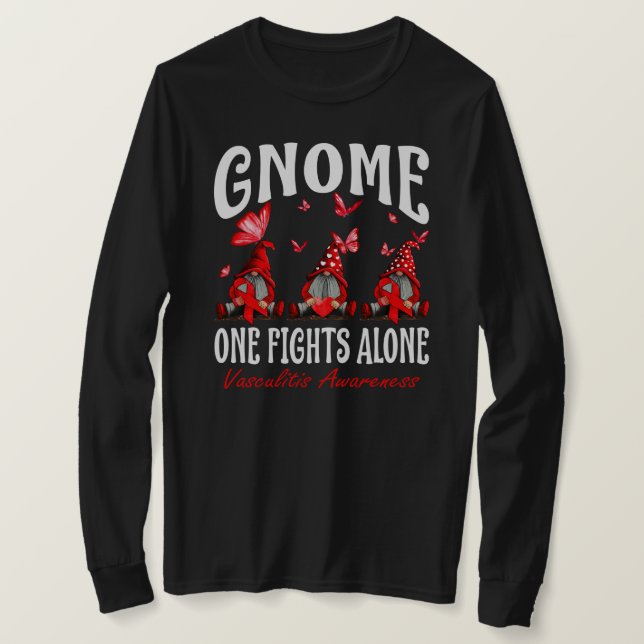 Gnome One Fights Alone Vasculitis Awareness T-Shirt (Design Front)