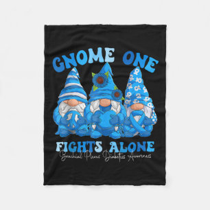 Gnome One Fights Alone We Wear Blue For Diabetes A Fleece Blanket