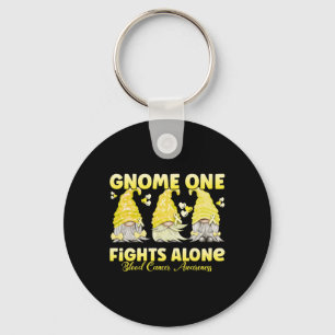 Gnome One Fights Alone Yellow Blood Cancer Awarene Key Ring