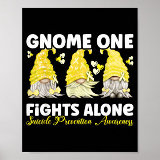 Gnome One Fights Alone Yellow Prevention Awareness Poster