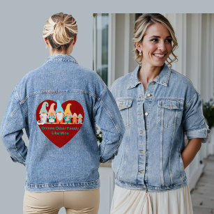 Gnome Other Family Like Mine Red Heart Womens Denim Jacket
