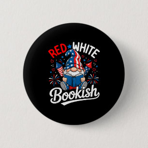 Gnome patriotic book funny red white bookish 6 cm round badge