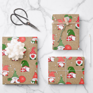 Gnome pattern christmas holiday Craft  Wrapping Paper Sheet