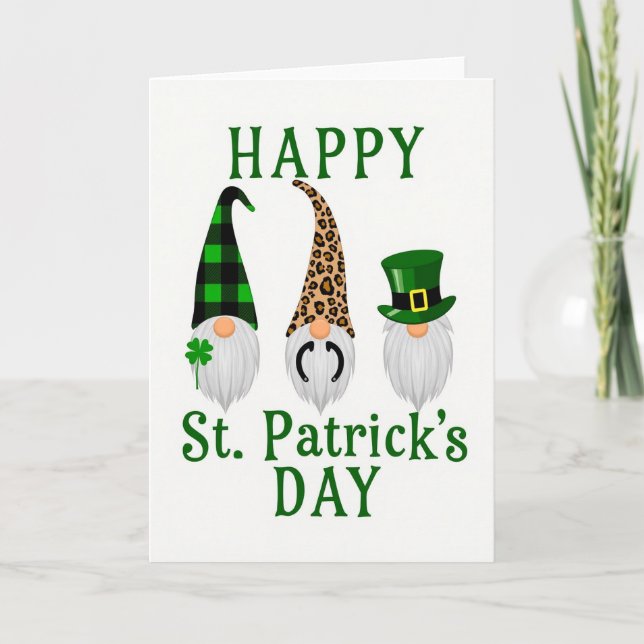 Gnome Pattern Happy St Patricks Card (Front)