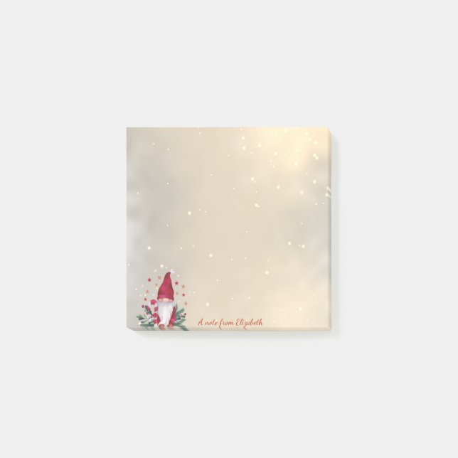 Gnome Pine Tree Branches Stars Holiday Post-it Notes (Front)