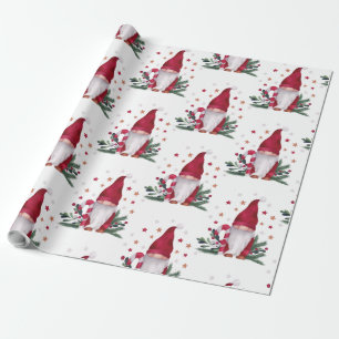 Gnome Pine Tree Branches  Stars Merry Christmas Wrapping Paper