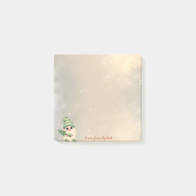 Gnome Pine Tree Gold Holiday Post-it Notes (Front)