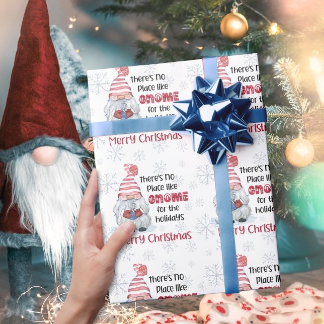 GNOME PLACE LIKE HOME Cute Merry Christmas Wrapping Paper (Creator Uploaded)