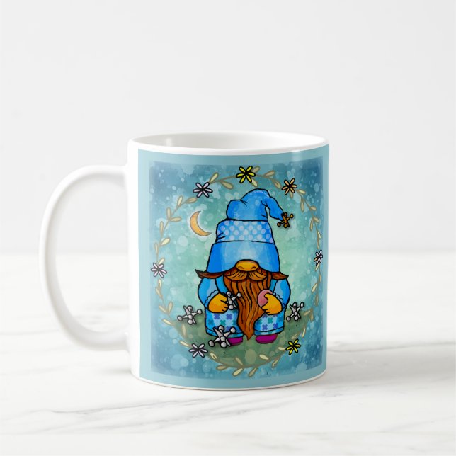 Gnome playing jacks  coffee mug (Left)