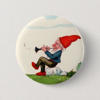 Gnome Playing Music Buttom 6 Cm Round Badge