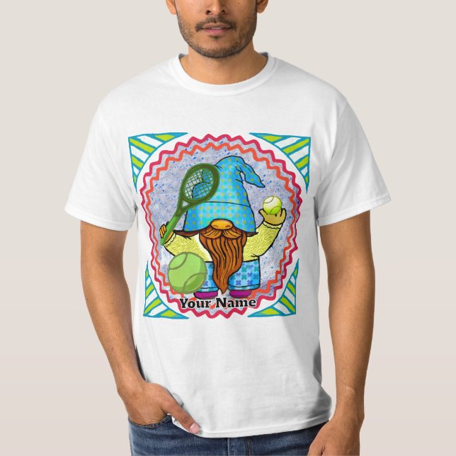 Gnome Playing Tennis  T-Shirt (Front)