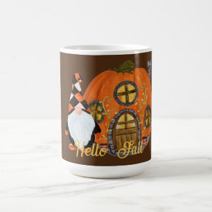 Gnome & Pumpkin House Fall Scene Coffee Mug