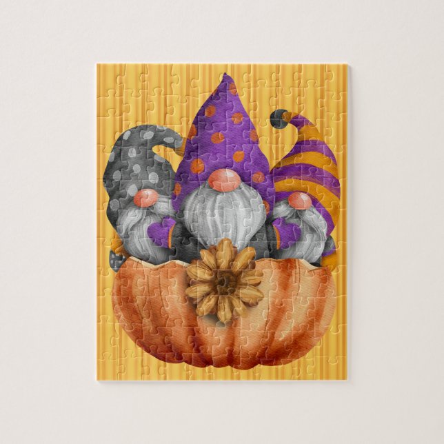 Gnome Pumpkin Trio Puzzle (Vertical)
