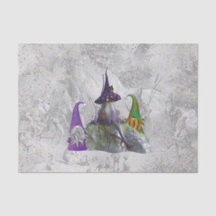 Gnome Purple House Gold Confetti Decoupage Tissue Paper
