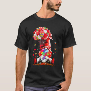 Gnome Puzzles Balloon Heart Autism Awareness Valen T-Shirt