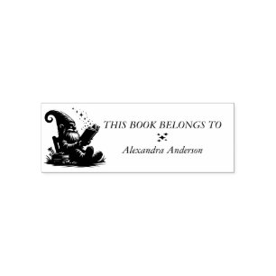 Gnome Reading Book Teacher Booklover Self-inking Stamp