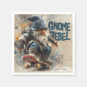 Gnome Rebel skateboarding graphic artwork Napkin