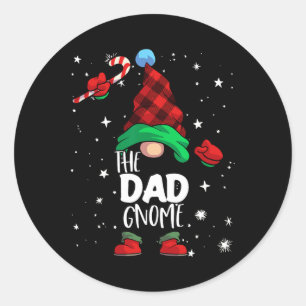 Gnome Red Buffalo Plaid Matching Family Christmas  Classic Round Sticker