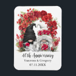 Gnome Red Floral Arch 40th Wedding Anniversary Magnet<br><div class="desc">Custom 40th wedding anniversary keepsake magnet with a design featuring a bride and groom gnomes and a red floral arch illustration. Edit the template with any year and message.</div>