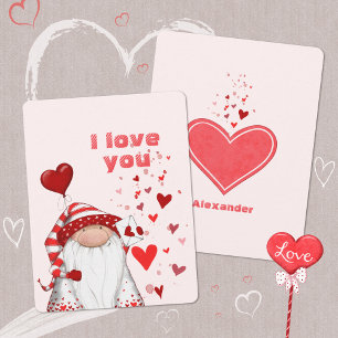 Gnome Red Hearts Cute Love and Valentine´s Day  Holiday Card