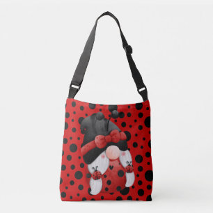 Gnome Red with Black Polka Dots Crossbody Bag
