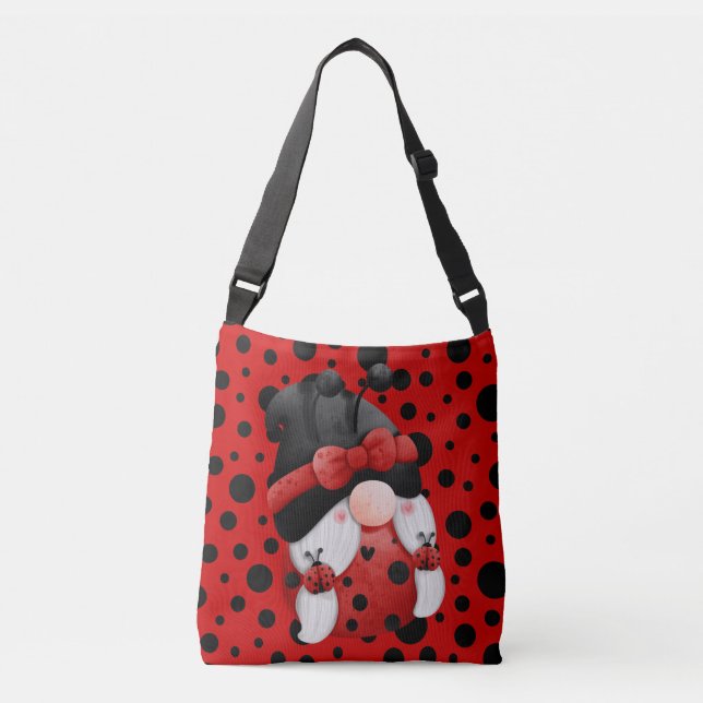 Gnome Red with Black Polka Dots  Crossbody Bag (Front)