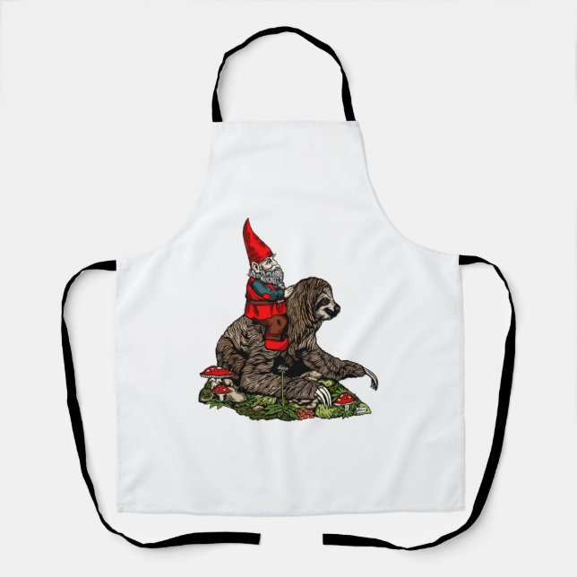Gnome Riding a Sloth   Apron (Front)
