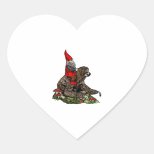 Gnome Riding a Sloth   Heart Sticker