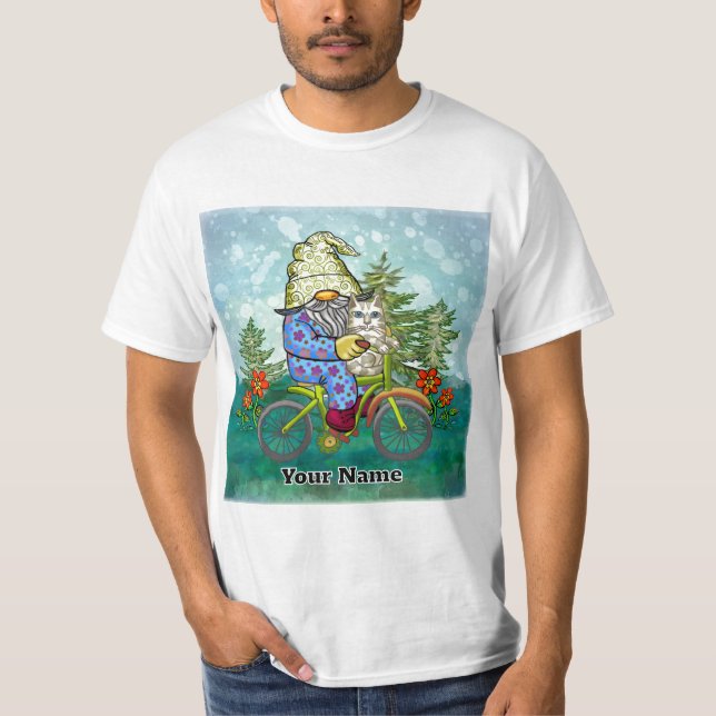 Gnome Riding Bike T-Shirt (Front)