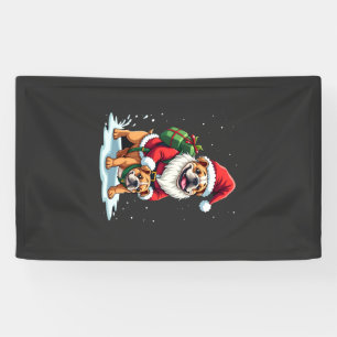 Gnome Riding English Bulldog Christmas Xmas Boys G Banner