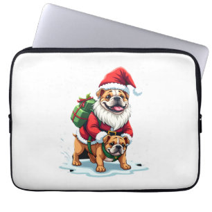 Gnome Riding English Bulldog Christmas Xmas Boys G Laptop Sleeve