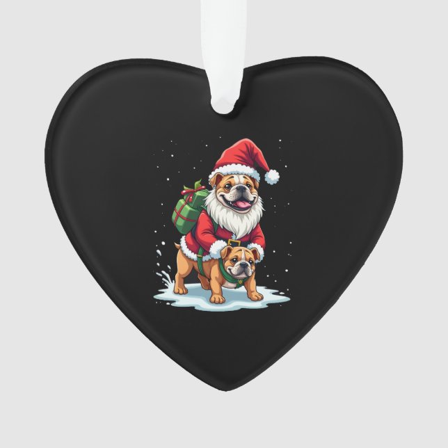 Gnome Riding English Bulldog Christmas Xmas Boys G Ornament (Front)