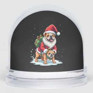Gnome Riding English Bulldog Christmas Xmas Boys G Snowglobe