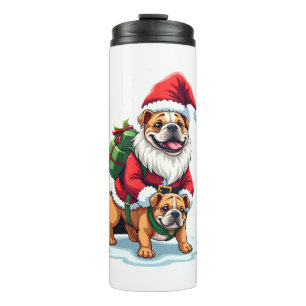 Gnome Riding English Bulldog Christmas Xmas Boys G Thermal Tumbler