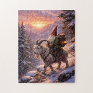 Gnome riding mountain goat jigsaw puzzle