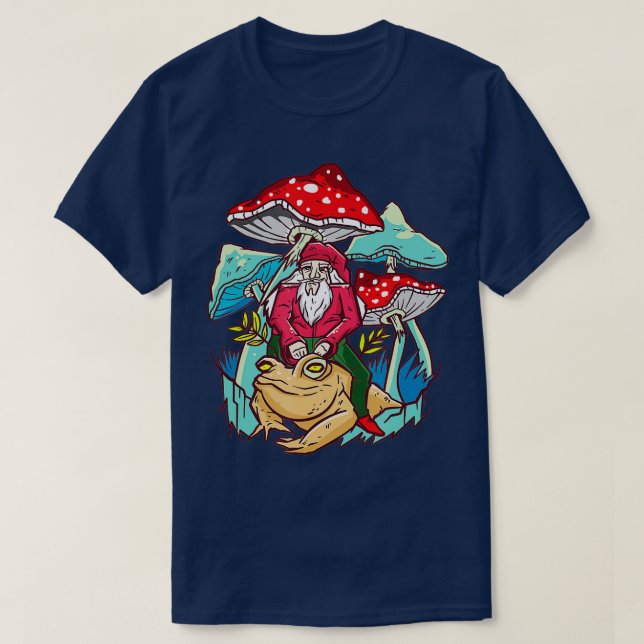 Gnome Riding on Bufo Alvarius Toad Mushroom Fantas T-Shirt (Design Front)