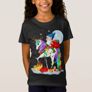 Gnome Riding Unicorn Reindeer Christmas Lights Gno T-Shirt