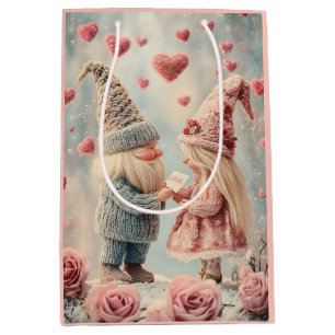 Gnome Romance: Valentine's Day Gnome Couple Medium Gift Bag