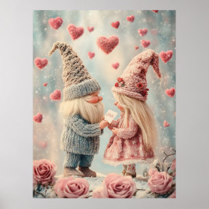 Gnome Romance: Valentine's Day Gnome Couple Poster