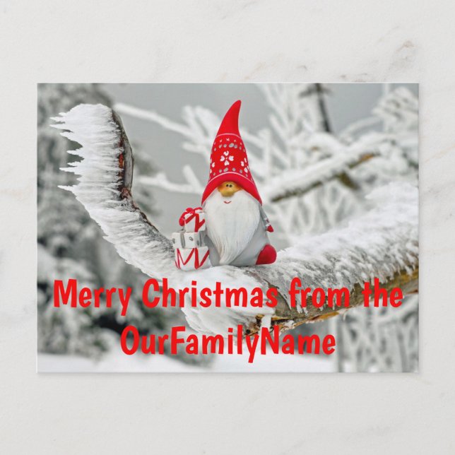 Gnome Santa Christmas Customise Postcard (Front)