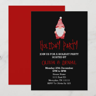 Gnome santa Christmas Holiday Party Invitations
