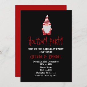 Gnome santa Christmas Holiday Party Invitations 