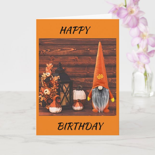 GNOME  SAYS *FALL BIRTHDAYS RULE* BIRTHDAY CARD (Orchid)