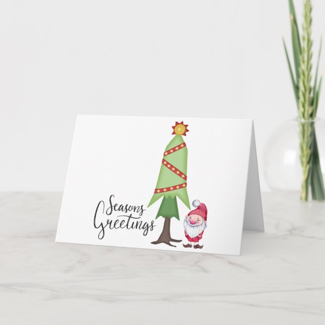 Gnome Seasons Greetings Holiday Card (Front)