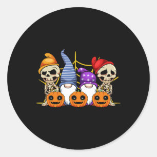 Gnome Skeleton Lazy Halloween Costume Cute Pumpkin Classic Round Sticker