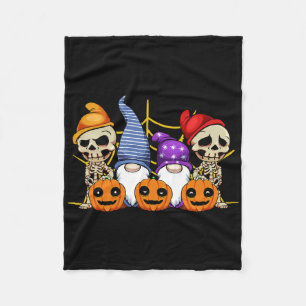 Gnome Skeleton Lazy Halloween Costume Cute Pumpkin Fleece Blanket