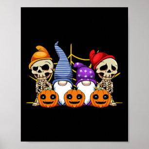 Gnome Skeleton Lazy Halloween Costume Cute Pumpkin Poster