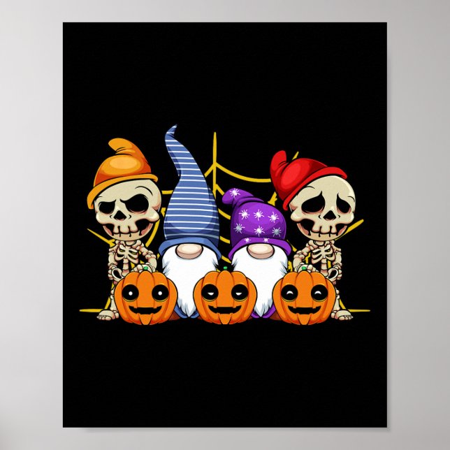Gnome Skeleton Lazy Halloween Costume Cute Pumpkin Poster (Front)
