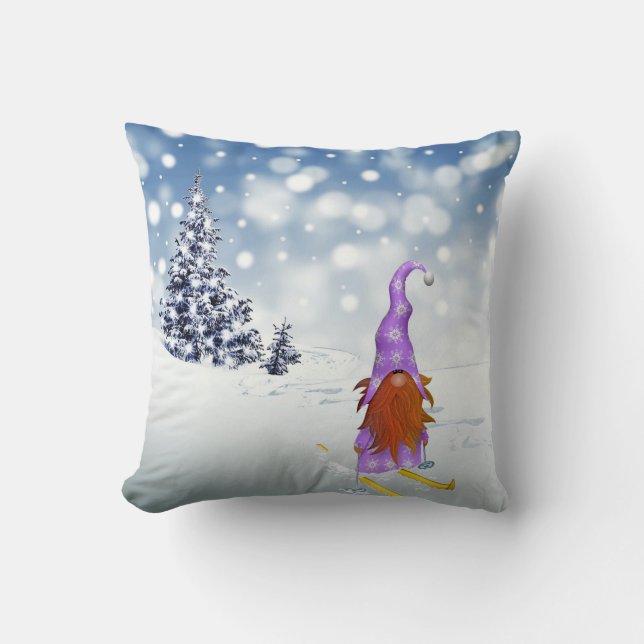 Gnome Skier Cushion (Front)